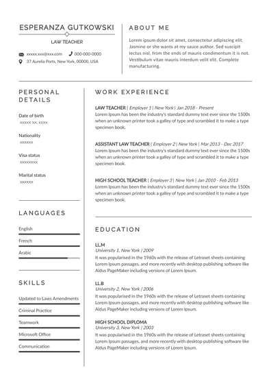 Build An Awesome Resume With Our Law School Resume Examples