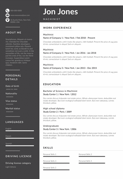 Machinist Resume Examples 